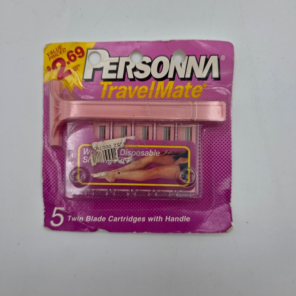 Vintage Personna TravelMate Razor Kit Pink 1995 NOS Sealed 5 Cartridges Prop USA